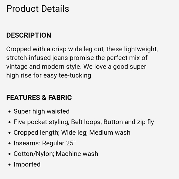 Cropped Wide Leg High Rise Jeans - Picture 5 of 5